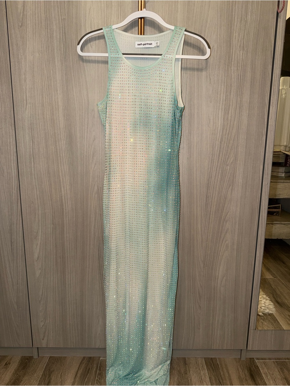 Self-Portrait Blue Embellished Sleeveless Maxi Dress